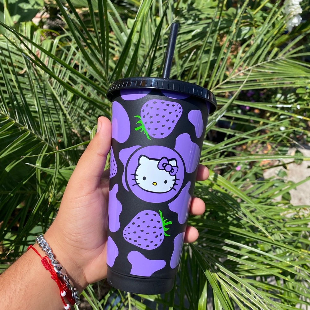 Hello Kitty Purple Strawberry Cow Cup